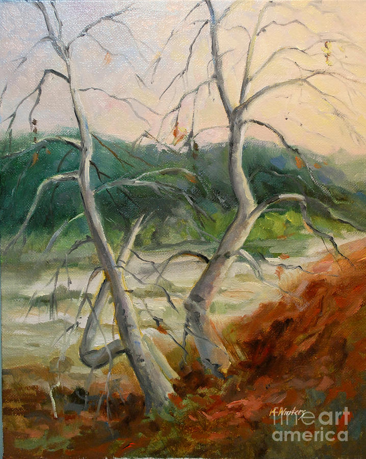 Pasadena Painting - Bare Naked Sycamores Plein Air Painting by Karen Winters
