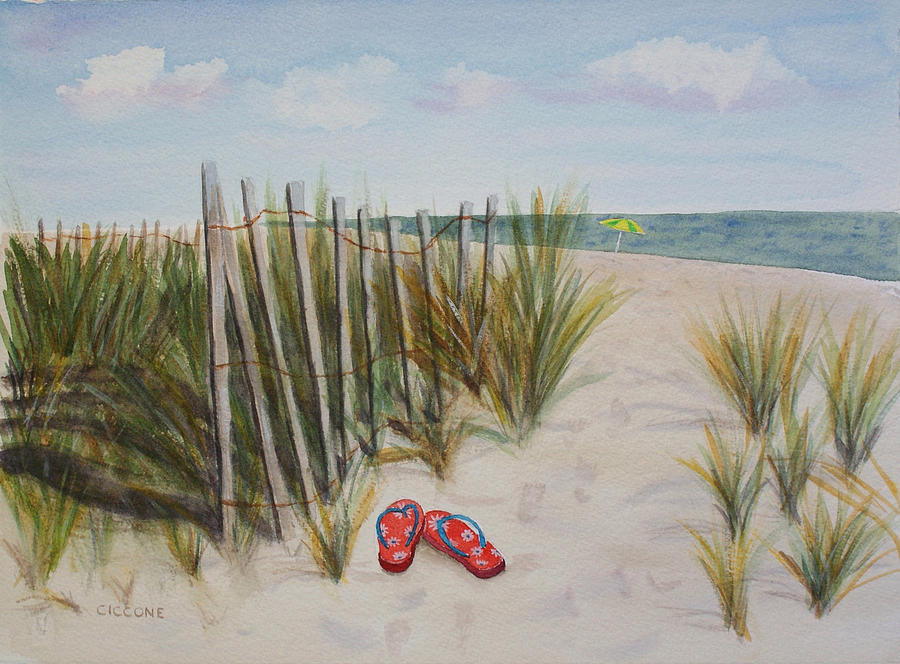 Barefoot on the Beach Painting by Jill Ciccone Pike