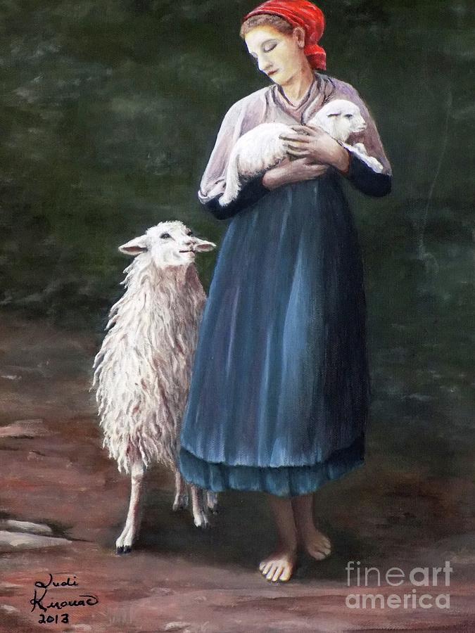 Barefoot Shepherdess Painting by Judy Kirouac