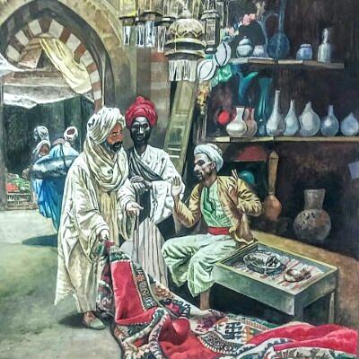 Bargain at Cairo Market Painting by Khalid Al Mudallal - Fine Art America