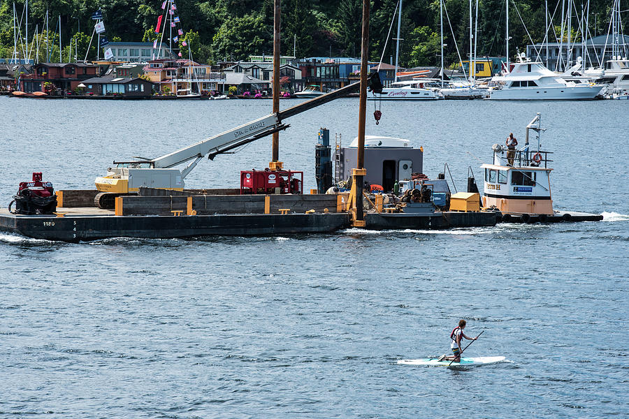 Barge and Paddle Board Photograph by Tom Cochran