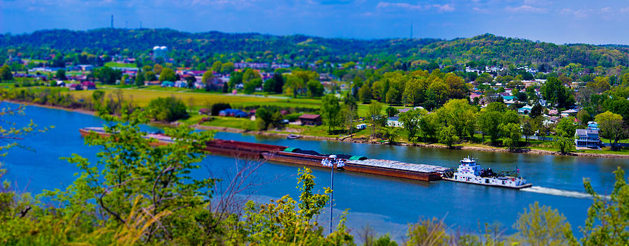 Barge on the Ohio River Photograph by Jonny D