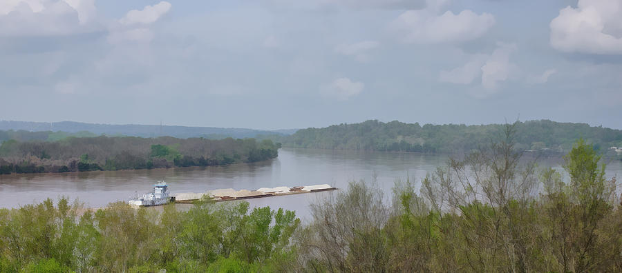 Barge on the Ohio River Photograph by Sandy Keeton