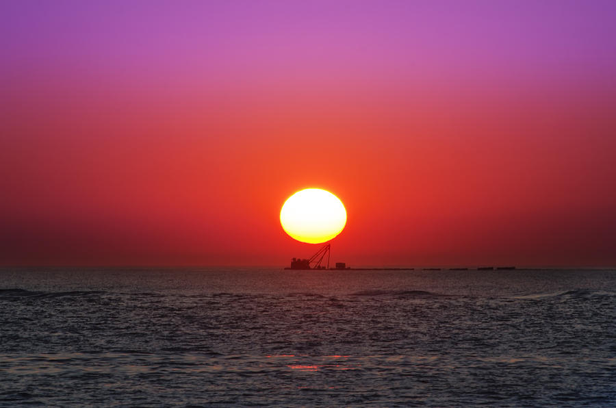 Barge Photograph - Barge Sailing Across the Sunrise - Avalon New Jersey by Bill Cannon