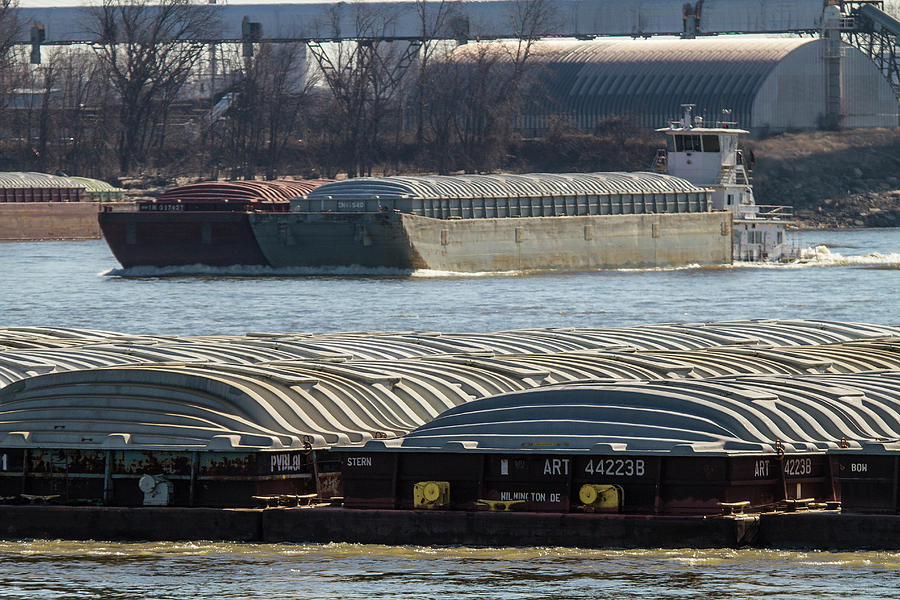 Barge Traffic in St Louis Photograph by Garry McMichael