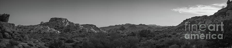 Barker Dam Hiking Trail Sunset Pano BW Photograph by Michael Ver Sprill