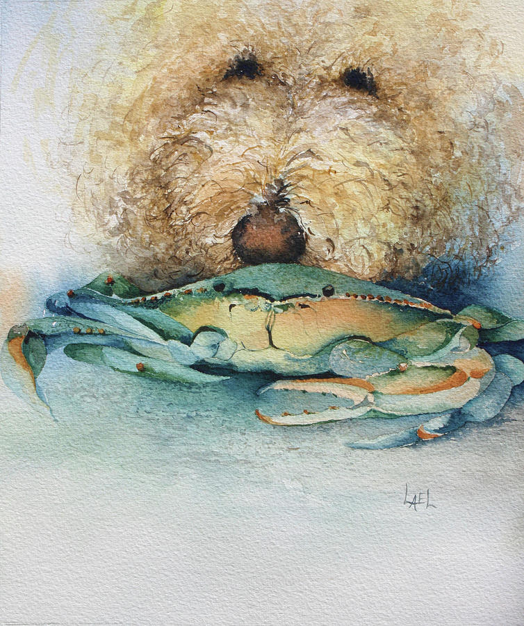 Barklee and the Crab Painting by Lael Rutherford