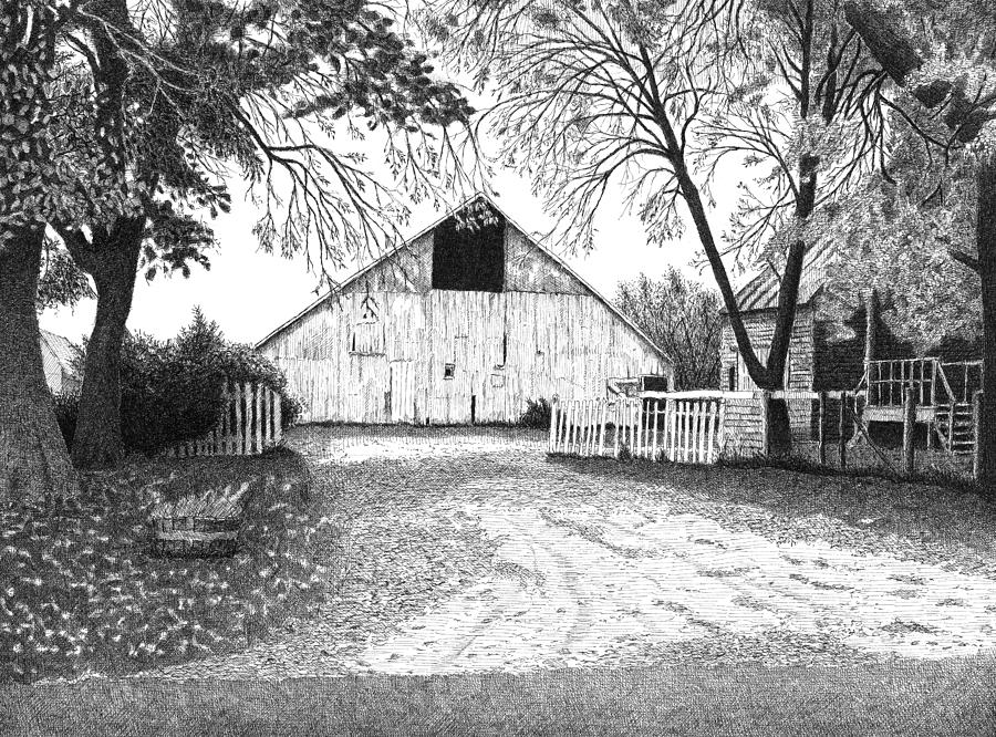 Rural Scene Drawing - Barn 20 by Joel Lueck
