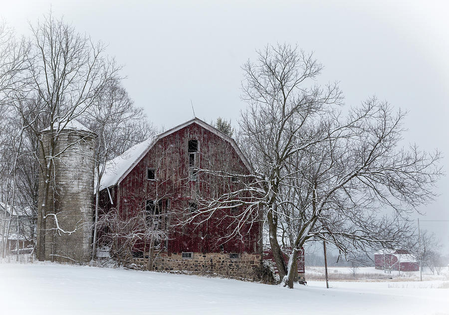 Barn after recent snow Photograph by Joe Holley