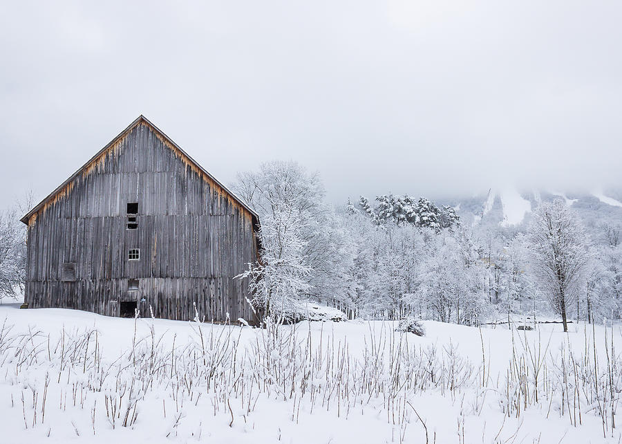 Barn After Snow with Ski Trails Photograph by Tim Kirchoff