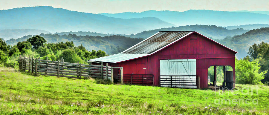 Barn and Mountains Photograph by Kerri Farley