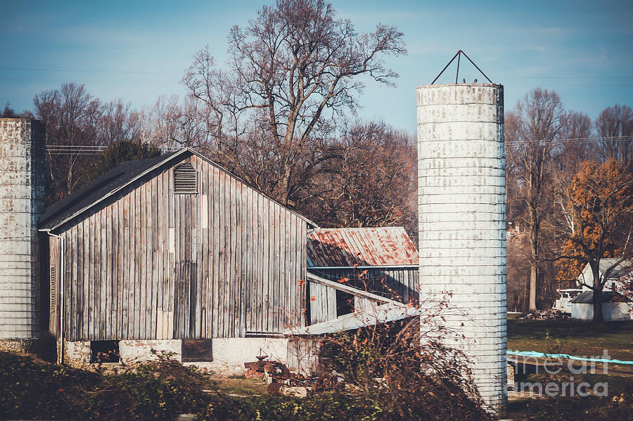 Barn and silos in Maryland Photograph by Claudia M Photography