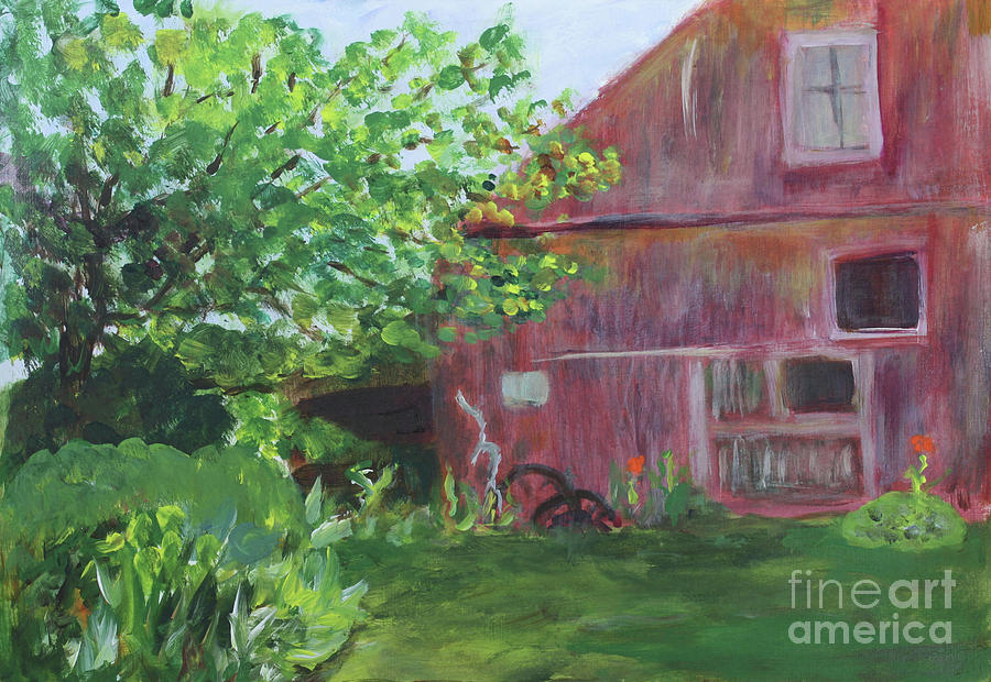 Barn at Perennial Pleasures Painting by Donna Walsh