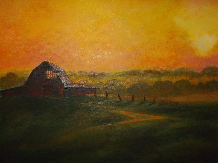 Barn at Sunset Painting by Joseph Baker - Fine Art America