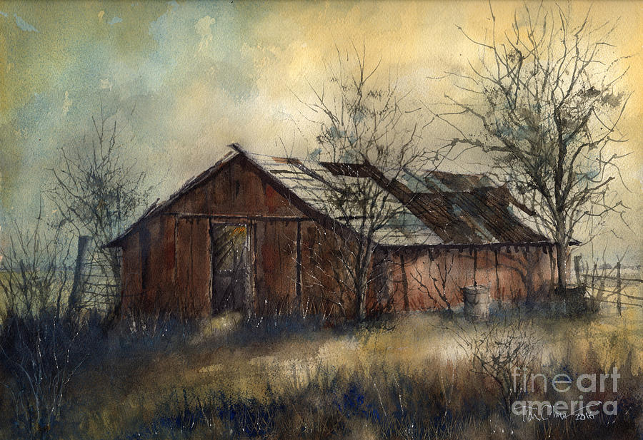 Barn at the Red House Camp of the Goodnight Ranch Painting by Tim Oliver