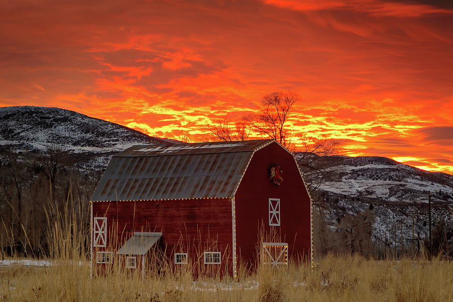Winter Photograph - Barn Burner Sunset. by Wasatch Light