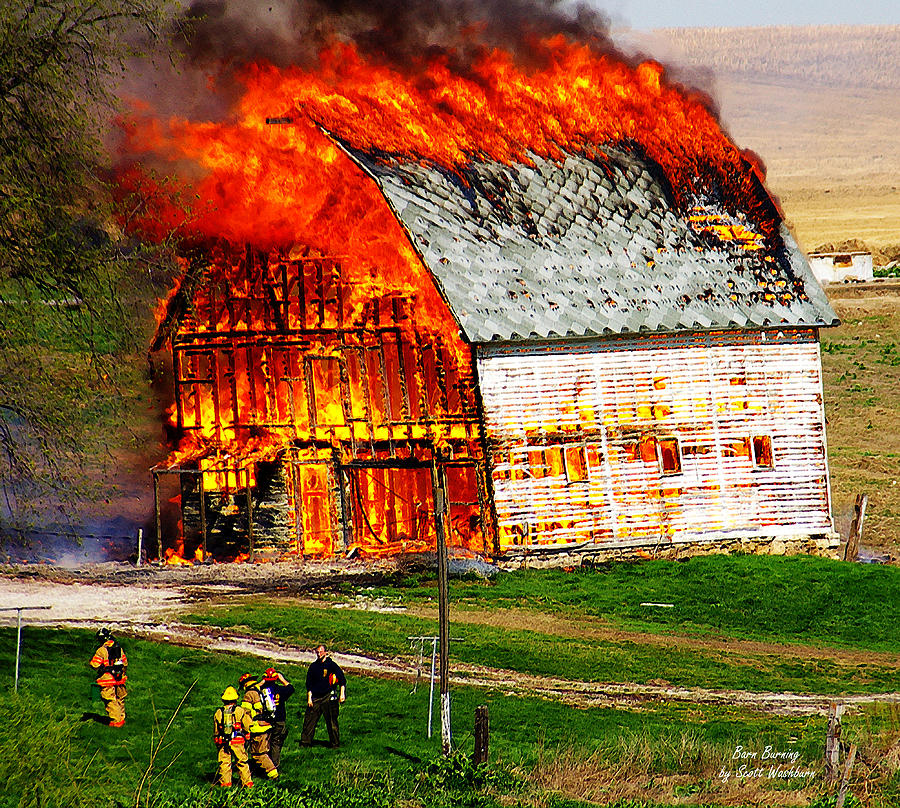 Omaha Digital Art - Barn Burning by Scott Washburn