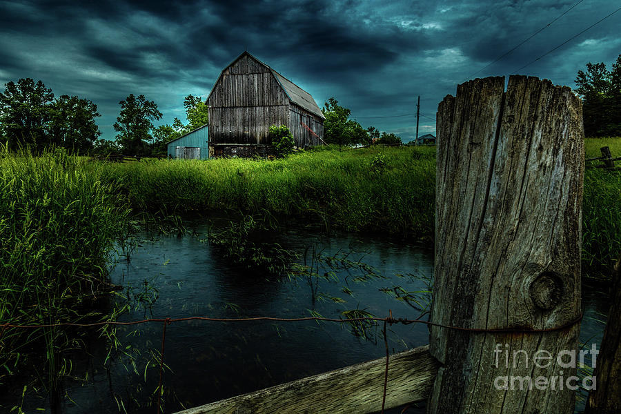 Landscape Photograph - Barn by the Stream by Roger Monahan