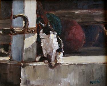 Cat Painting - Barn Cat by Kathy Busillo Cat Painting - Barn Cat by Kathy Busillo