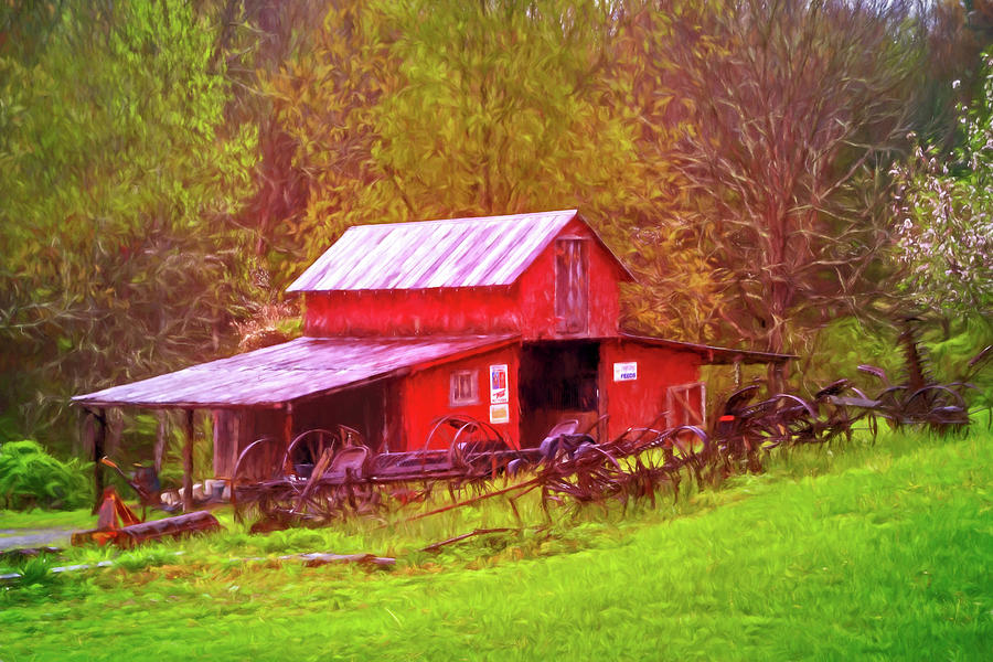 Barn Collectibles on the Farm Watercolor Painting Photograph by Debra and Dave Vanderlaan
