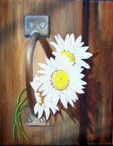 Barn Door Daisies SOLD Painting by Susan Dehlinger Barn Door Daisies SOLD Painting by Susan Dehlinger