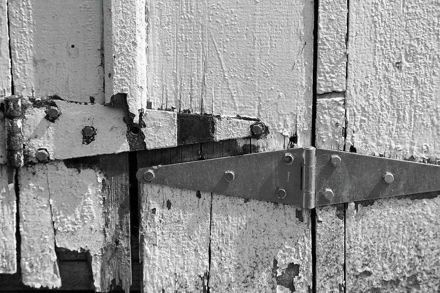 Barn Door Hinges 3 BW Photograph by Mary Bedy