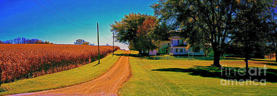 Dirt Road, Barn, Farm, House, Out Buildings, Illinois ,farming,fall,rural Photograph by Tom Jelen