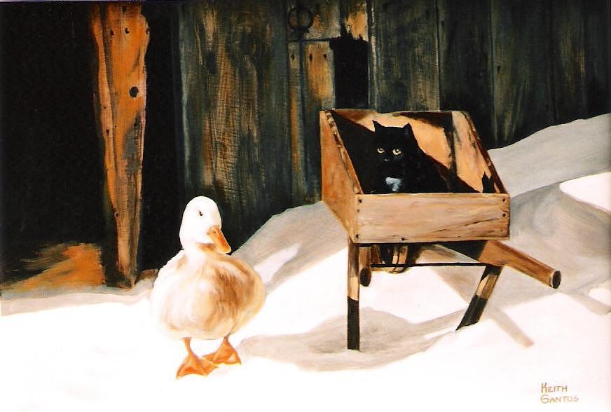 Duck Painting - Barn fellows by Keith Gantos