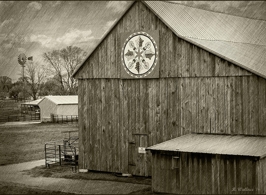 Barn Hex Sign - Sepia Photograph by Brian Wallace