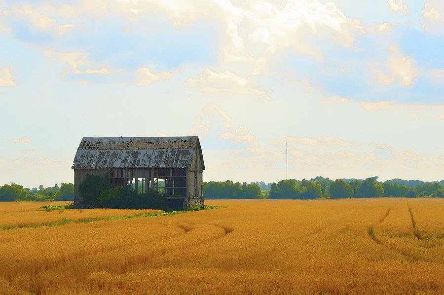 Barn In A Field  Digital Art by Lyle Crump