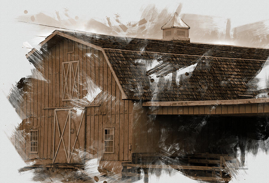 Barn In Sepia Tone Mixed Media by Ken Figurski
