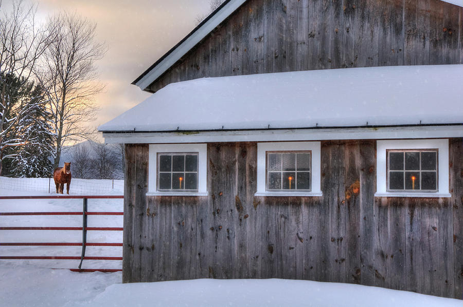 Barn in Snow - White Mountains, New Hampshire Photograph by Joann Vitali
