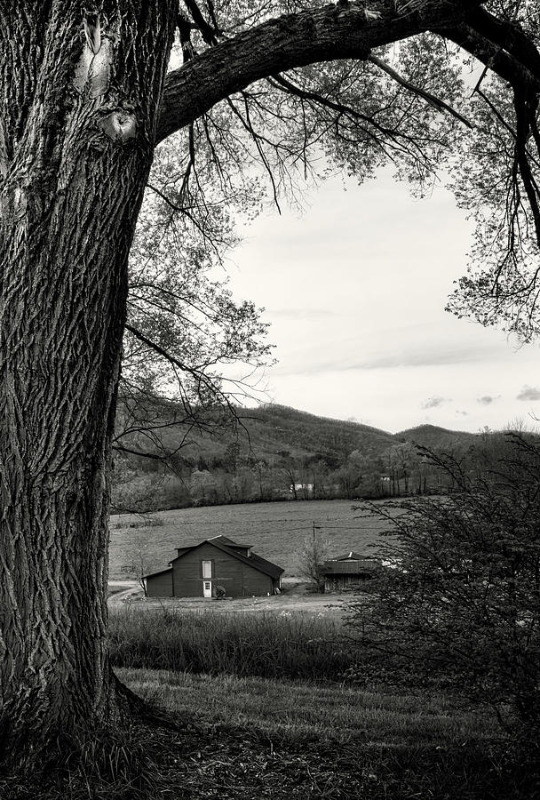 Barn In The Valley In Black and White Photograph by Greg and Chrystal Mimbs