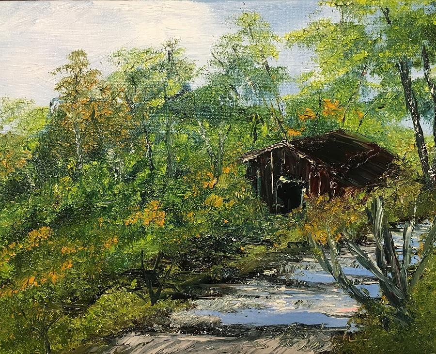 Barn in the Woods Painting by David Bartsch