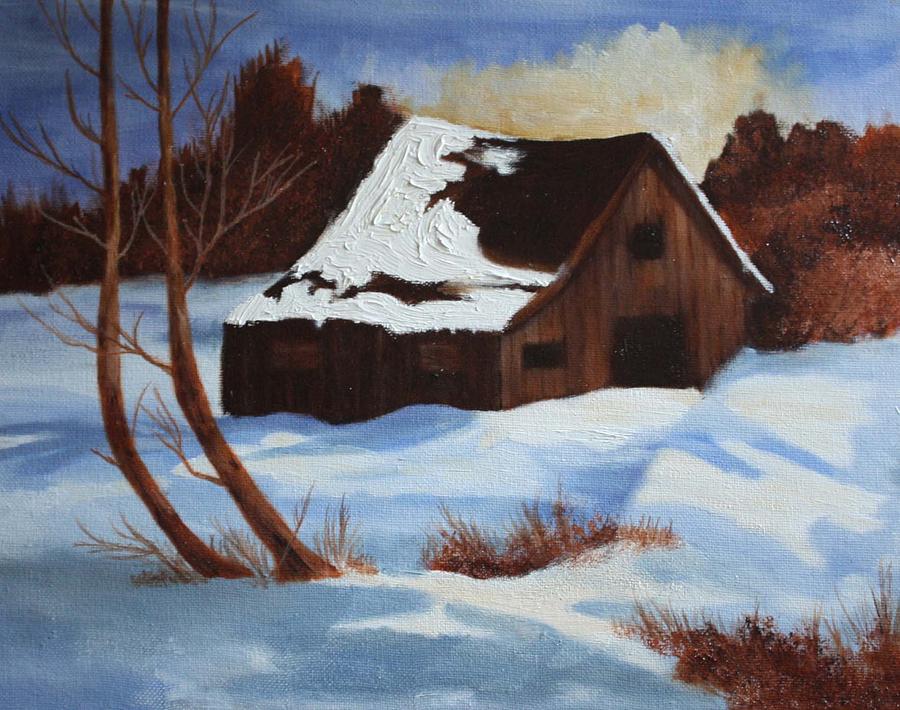 Barn in winter Painting by Kimber  Butler