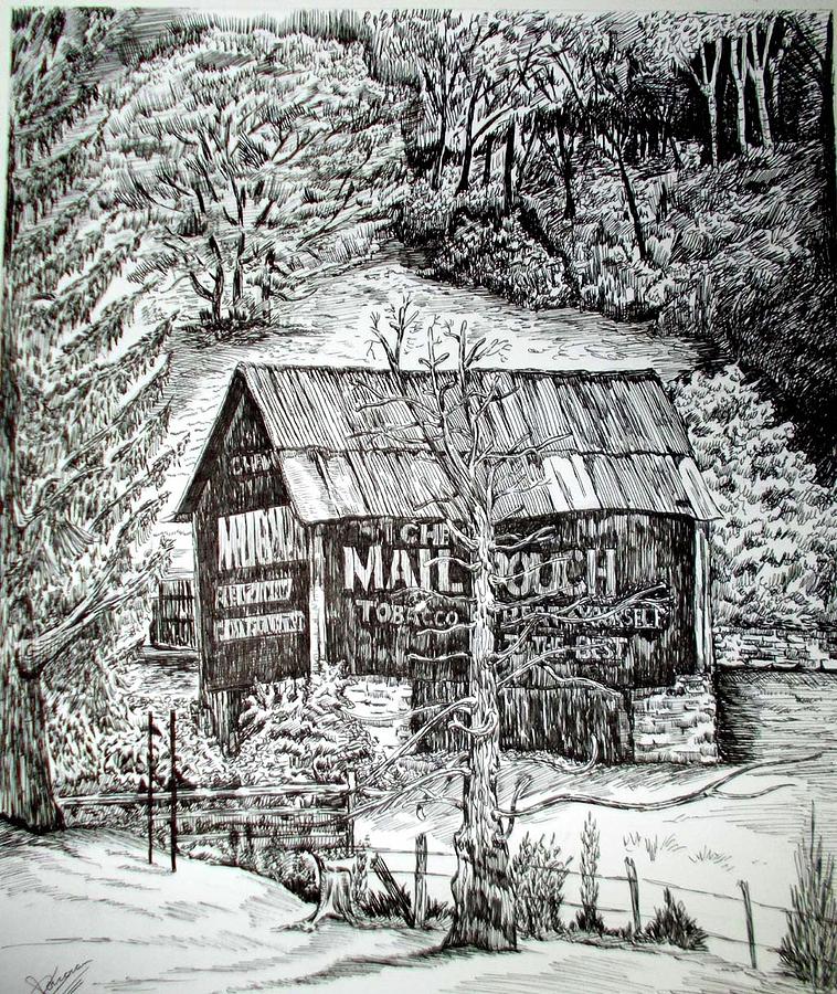 Barn on a Hill Drawing by James Corcoran - Fine Art America