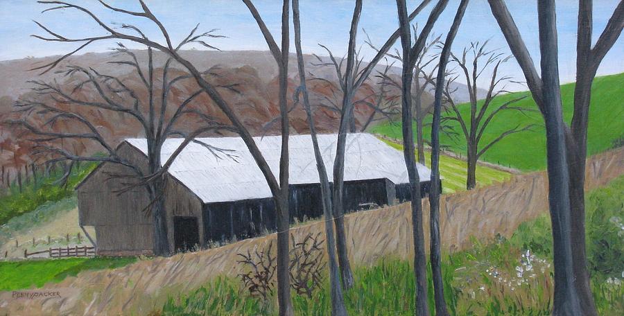 Barn on Hill Crystal Farm Painting by Barb Pennypacker