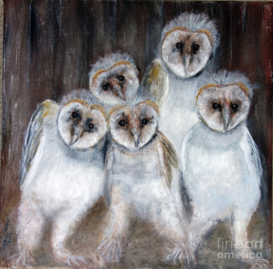 Barn Owl Chicks Painting by Lyric Lucas