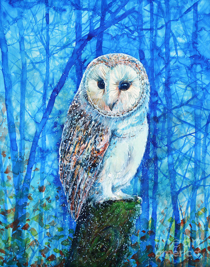 Barn Owl Painting by Zaira Dzhaubaeva