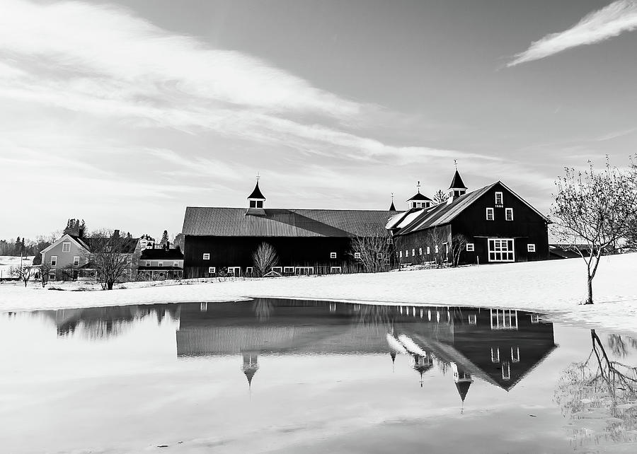 Barn Reflection Black and White Photograph by Tim Kirchoff
