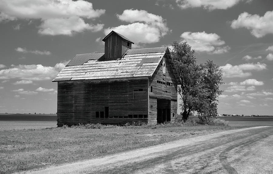 Landscape Photograph - Barn Scene ...black And White by Tom Druin