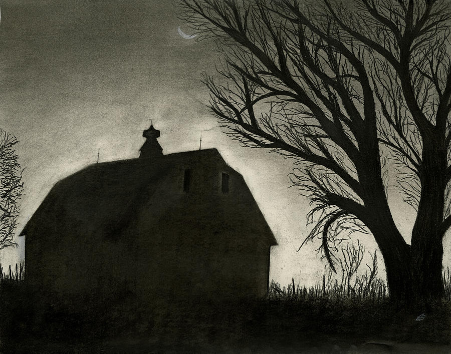 Artists Drawing - Barn Sillouette by Bryan Baumeister