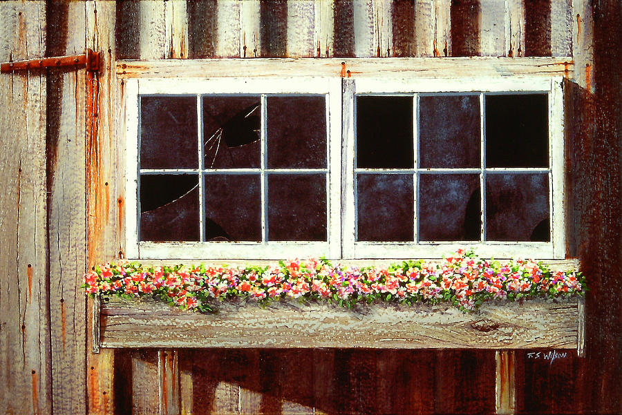 Barn Window Box Painting by Frank Wilson