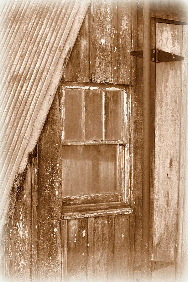 Barn Window - Sepia Photograph by Beth Vincent