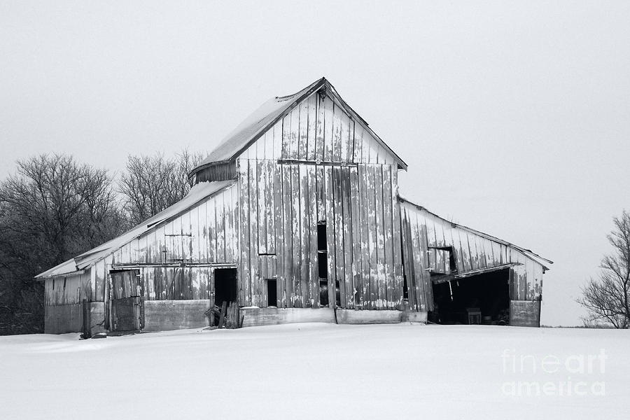 Barn with Snow 9254 Photograph by Ken DePue