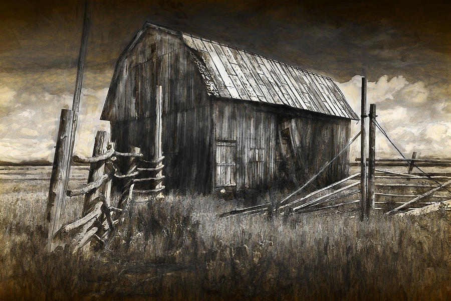 Barn with Wood Fence Photograph by Randall Nyhof
