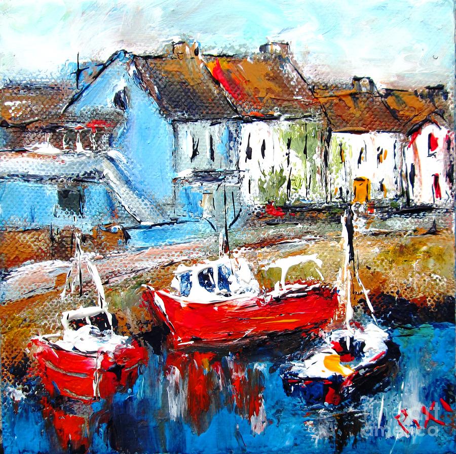 Paintings Of Barna Pier Galway  Painting by Mary Cahalan Lee - aka PIXI