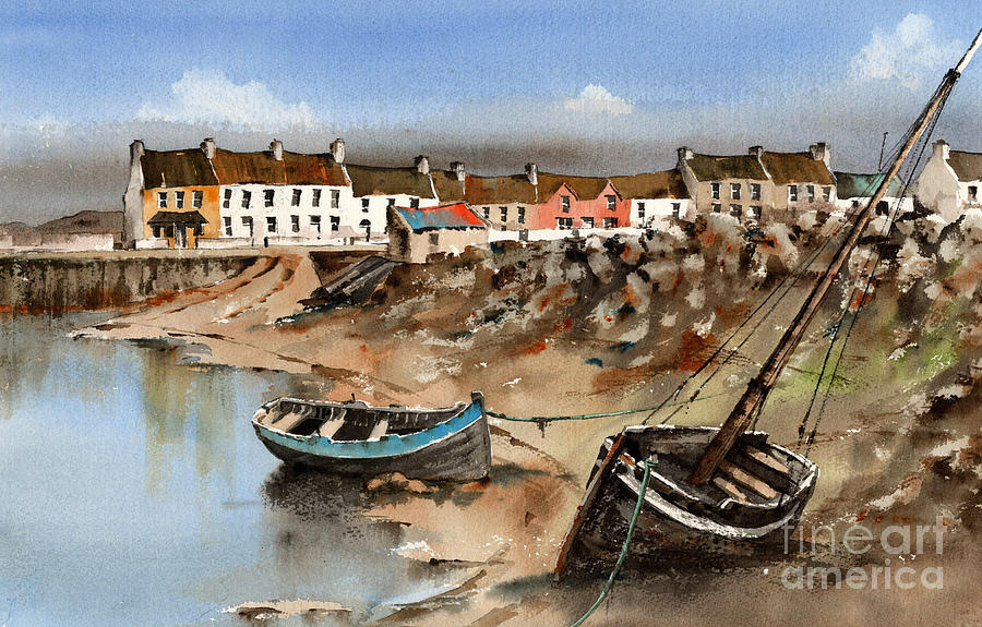 Barna village, Galway Painting by Val Byrne