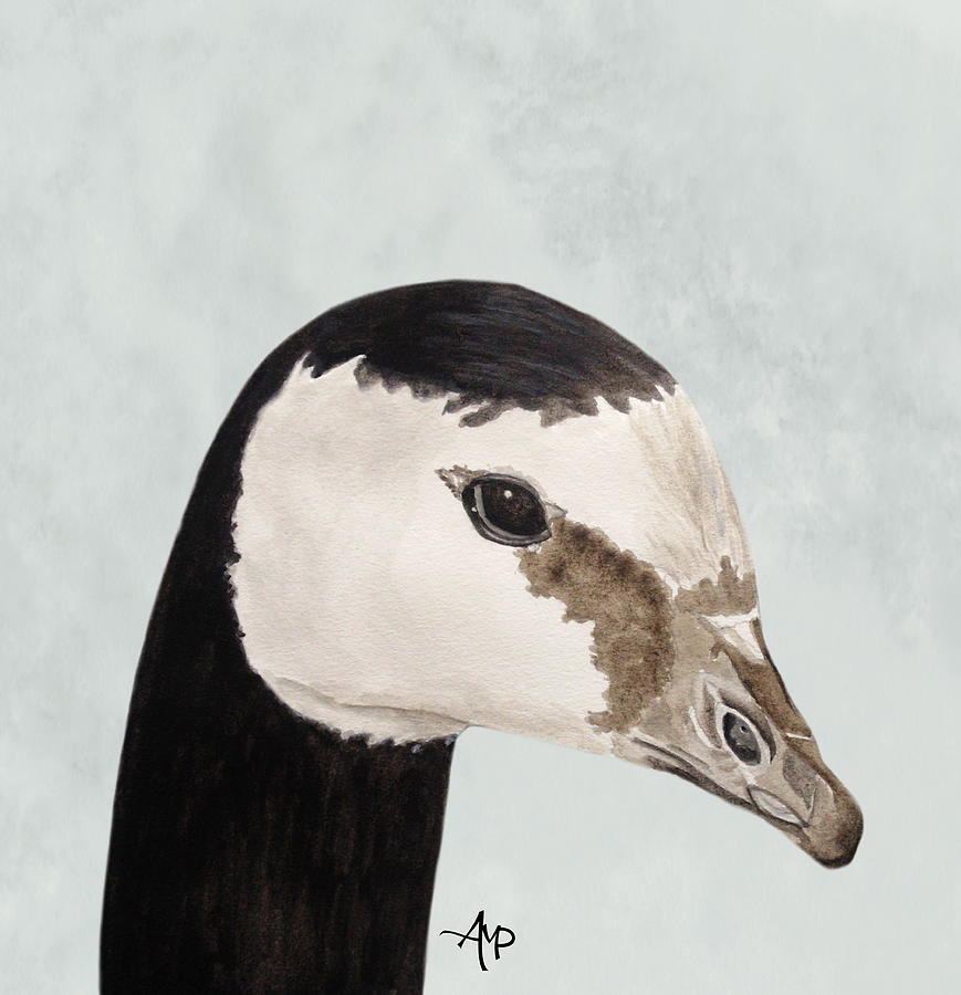 Barnacle Goose Portrait Painting by Angeles M Pomata