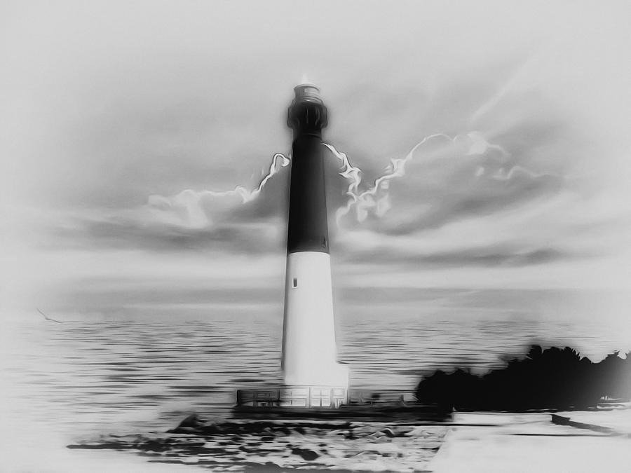 Black And White Photograph - Barnegat Lighthouse in Black and White by Bill Cannon